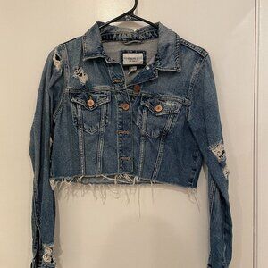 Forever 21 Distressed Cropped Denim Jacket